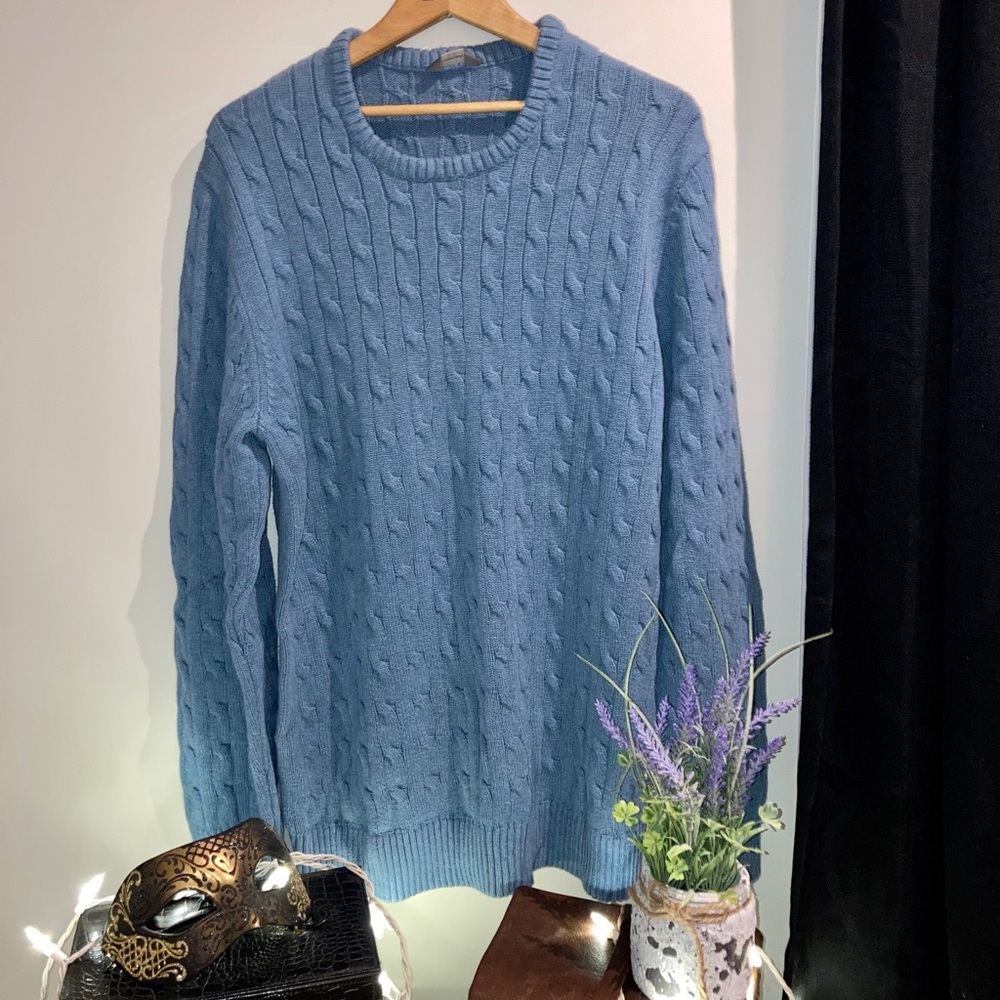 Blue Knit Crew Neck